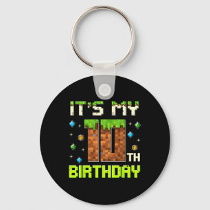 Porte-clés Birthday Boy C'est mon 10e anniversaire Gamer Pixe