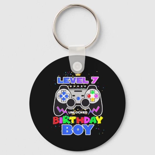 Porte-clés Birthday Boy Level 7 Déverrouillé Video Game 7th B (Recto)