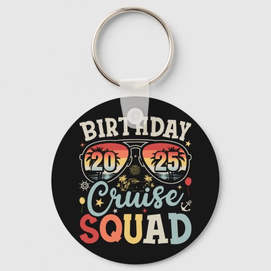 Porte-clés Birthday Cruise Squad 2025 Family Matching Circle (Recto)