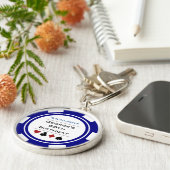 Porte-clés Birthday Poker Chip Vegas Theme Navy Blue White (Côté)
