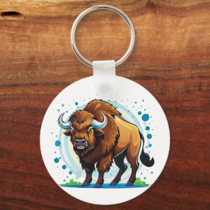 Porte-clés bison à grandes cornes