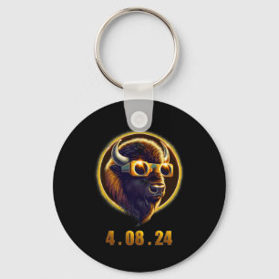 Porte-clés Bison Buffalo Portant des Gles Solar 2024 Eclipse