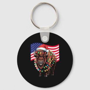 Porte-clés Bison Buffle Patriotique Noël Drapeau Usa Fête
