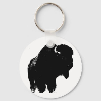 Porte-clés Bison de bison noir et blanc Pop Art