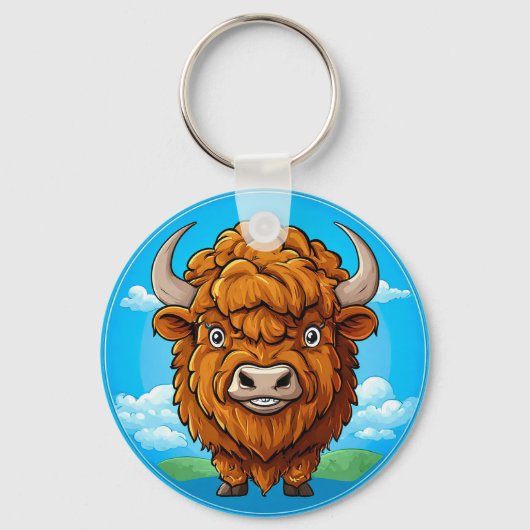 Porte-clés Bison de dessin animé mignon (Recto)