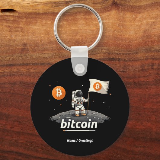 Porte-clés Bitcoin Crypto Moon Astronaut Design BTC (Recto)