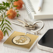 Porte-clés Bitcoin doré (Devant Droit)