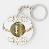 Porte-clés Bitcoin Or & Blanc Coin Cryptomonnaie argent (Dos)