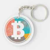 Porte-clés Bitcoin Pastel Pop Art Halftone Logo (Dos)
