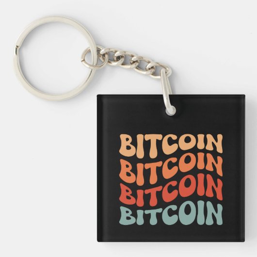 Porte-clés Bitcoin Wavy Text Style Crypto Typographie Design (Devant)