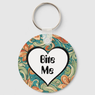 Porte-clés Bite Me Funny Heart Tourbillonnant Retro Design