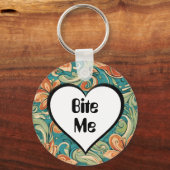 Porte-clés Bite Me Funny Heart Tourbillonnant Retro Design (Verso)