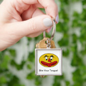 Porte-clés Bite Ta Langue Drôle Visage Jaune (main)