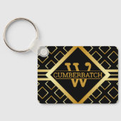 Porte-clés BLACK and FAUX Gold Geometric MONOGRAM Pattern (Verso)