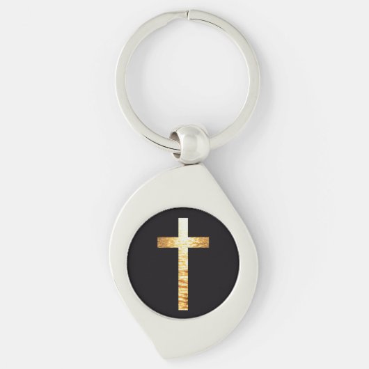 Porte-clés Black and gold simplistic Cross Metal Keychain (Devant)