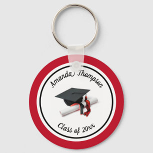 Porte-clés Black and Red Graduation Cap and Tassel