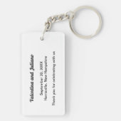 Porte-clés Black and White Acrylic Rectangle Wedding Keychain (Dos)