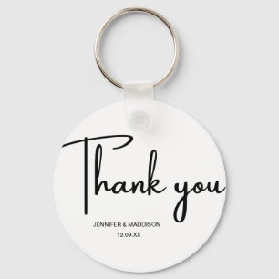 Porte-clés Black and White Calligraphy Wedding Thank You