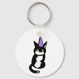 Porte-clés Black and White Cat Celebration Keyring