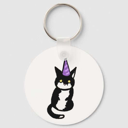 Porte-clés Black and White Cat Celebration  Keyring (Recto)