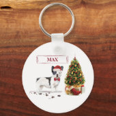 Porte-clés Black and White French Bulldog Christmas Dog (Recto)