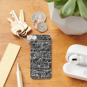 Porte-clés Black And White Geometric Art 2