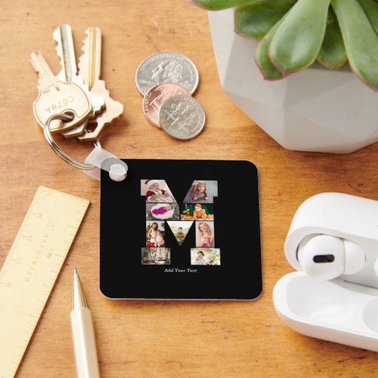 Porte-clés Black and White Letter M Photo Collage (Bureau)