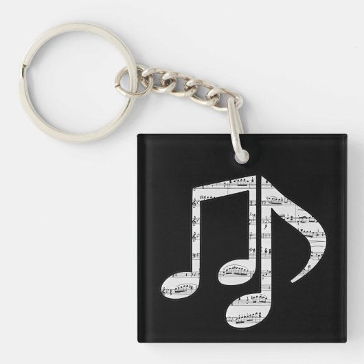Porte-clés Black and White Music Notes (Devant)