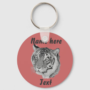 Porte-clés black and white painting of tiger big cat