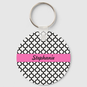 Porte-clés Black and White Quatrefoil