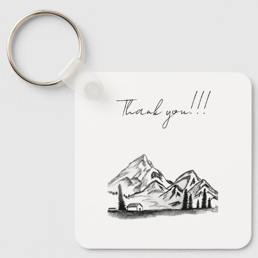 Porte-clés black and white sketch of Mountains (Recto)