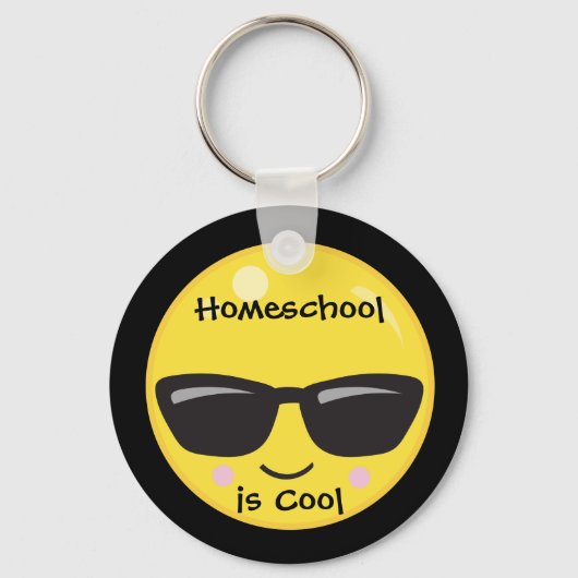 Porte-clés Black and Yellow Homeschool est Cool Emoji (Recto)