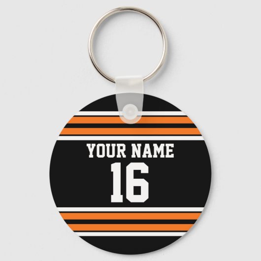 Porte-clés Black avec Orange White Stripes Team Jersey (Recto)