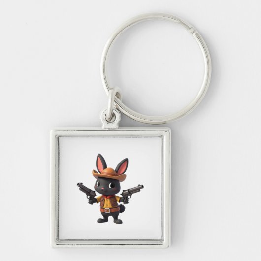 Porte-clés Black Baby Cowboy Bunny Keychain  (Devant)
