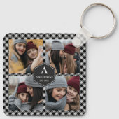 Porte-clés Black Buffalo Plaid Lumberjack Photo Collage (Dos)