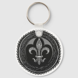 Porte-clés Black Cameo Fleur de lis