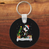 Porte-clés Black Cat Christmas Lights Santa Hat Black Cat Lov (Recto)