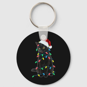 Porte-clés Black Cat Christmas Tree Luminations Amusants Père