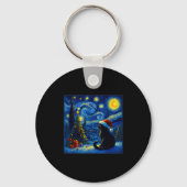 Porte-clés Black Cat Santa Hat Van Gogh Starry Night Christma (Recto)