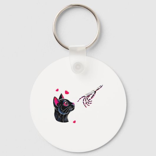 Porte-clés Black Cat Skeleton Hand Boop Valentines Day Pet O  (Recto)