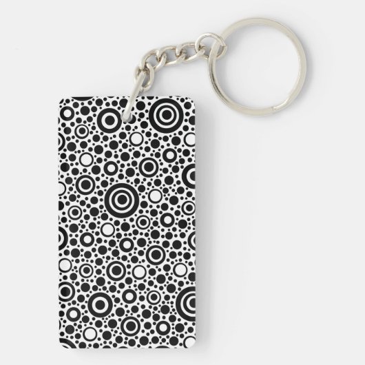 Porte-clés Black Dots & Circle Pattern + your text & backgr. (Dos)