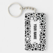 Porte-clés Black Dots & Circle Pattern + your text & backgr. (Devant)