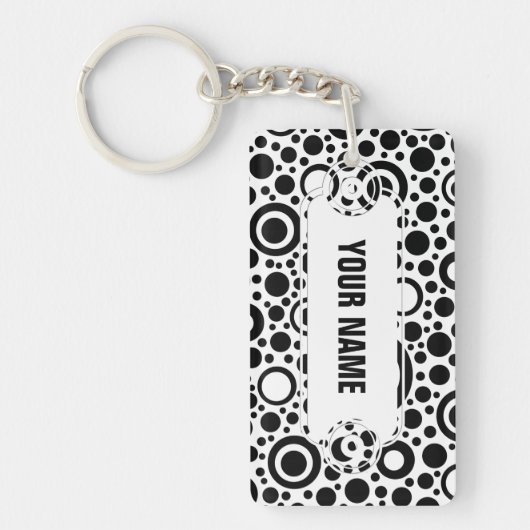 Porte-clés Black Dots & Circle Pattern + your text & backgr. (Devant)