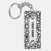 Porte-clés Black Dots & Circles Grid + your backgr. & (Devant gauche)