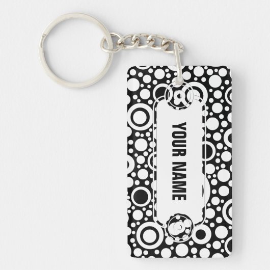 Porte-clés Black Dots & Circles Grid + your backgr. & (Devant)