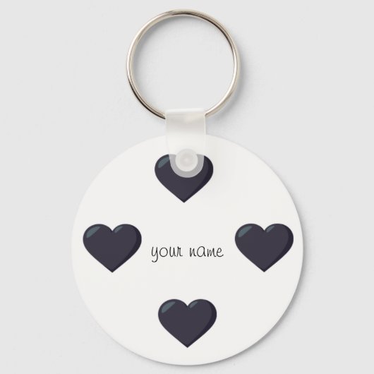 Porte-clés Black Emoji Hearts et '' Votre nom ici " (Recto)