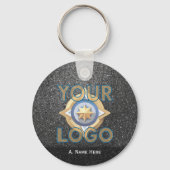 Porte-clés Black Glitter Business Logo Fleet Office Employee  (Recto)