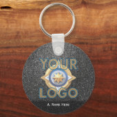 Porte-clés Black Glitter Business Logo Fleet Office Employee  (Recto)