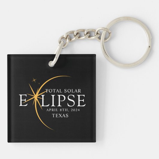 Porte-clés Black & Gold 2024 Texas Total Solar Eclipse (Dos)
