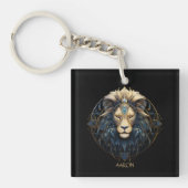 Porte-clés Black Gold Modern Script Big Chat Star Sign Leo (Devant)